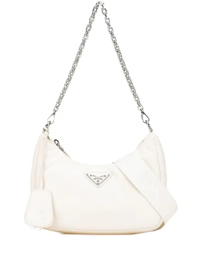 Pre-owned Prada 2013-2024 Nappa Soft Padded Re Edition 2005 Satchel In White