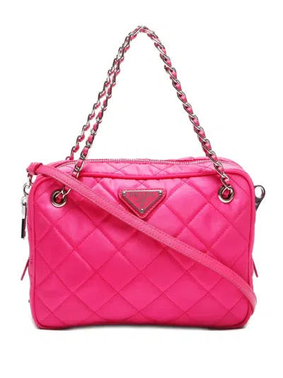 Pre-owned Prada 2013-2024 Quilted Nylon Tote Bag In 粉色