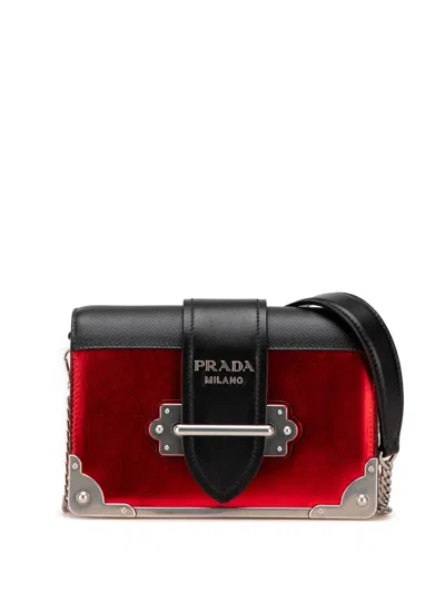 Pre-owned Prada 2013-2024 Saffiano Trimmed City Calf Cahier Crossbody Bag In Black