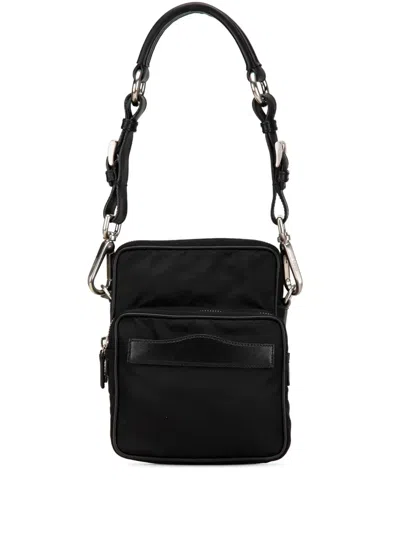 Pre-owned Prada 2013-2024 Saffiano Trimmed Tessuto Shoulder Bag In 黑色