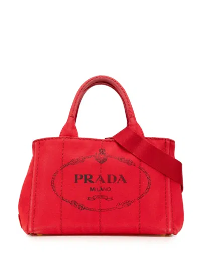 Pre-owned Prada 2013-2024 Small Canvas Canapa Logo Satchel