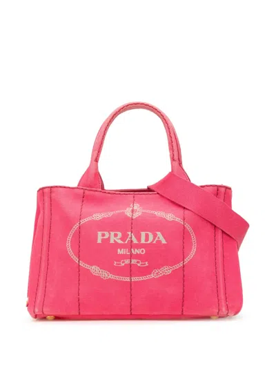 Pre-owned Prada 2013-2024 Small Canvas Canapa Logo Satchel