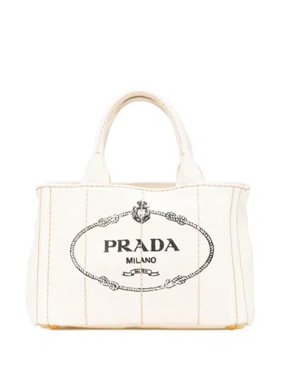Pre-owned Prada 2013-2024 Small Canvas Canapa Logo Satchel
