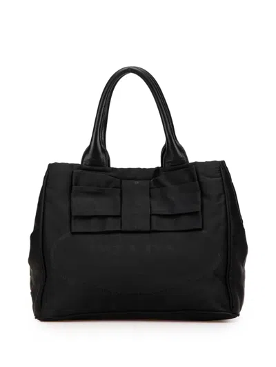 Pre-owned Prada 2013-2024 Tessuto Canapa Logo Bow Satchel