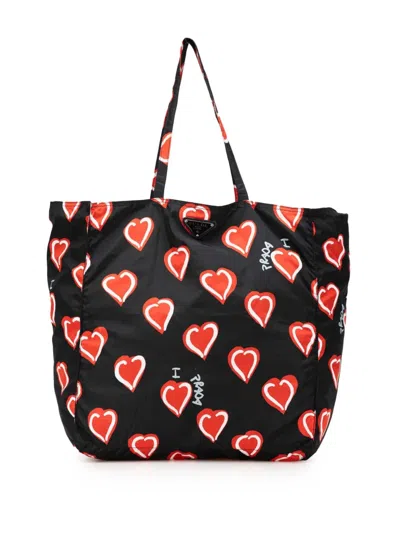 Pre-owned Prada 2013-2024 Tessuto Stampato I Heart  Tote Bag
