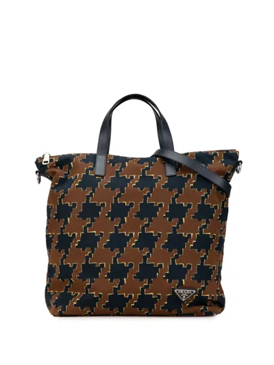 Pre-owned Prada 2013-2024 Tessuto Stampato Satchel In Brown
