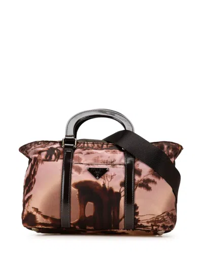 Pre-owned Prada 2013-2024 Tessuto Stampato Satchel In Pink