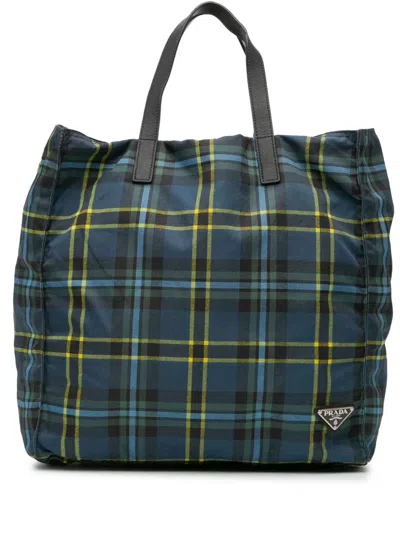 Pre-owned Prada 2013-2024 Tessuto Stampato Tote Bag In Blue