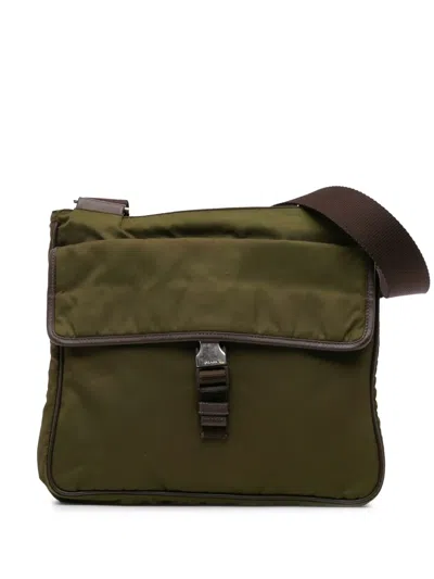 Pre-owned Prada 2013-2024 Tessuto Zip Top Crossbody Bag In Green