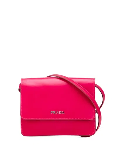 Pre-owned Prada 2013-2025 Box Calf Crossbody Bag In Pink