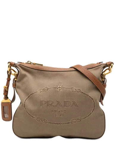 Pre-owned Prada 2013-2025 Canvas Canapa Logo Crossbody Bag In Brown