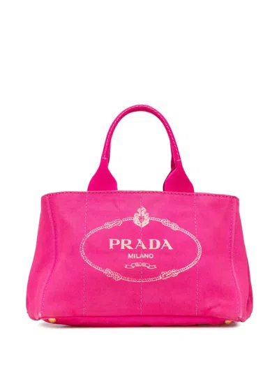 Pre-owned Prada 2013-2025 Canvas Canapa Logo Satchel In Pink
