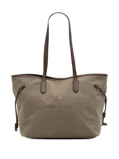 Pre-owned Prada 2013-2025 Canvas Canapa Logo Tote Bag In Brown