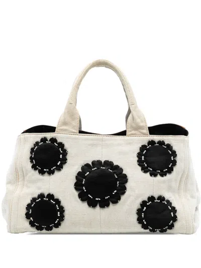 Pre-owned Prada 2013-2025 Canvas Canapa Mistolino Tote Bag In Brown