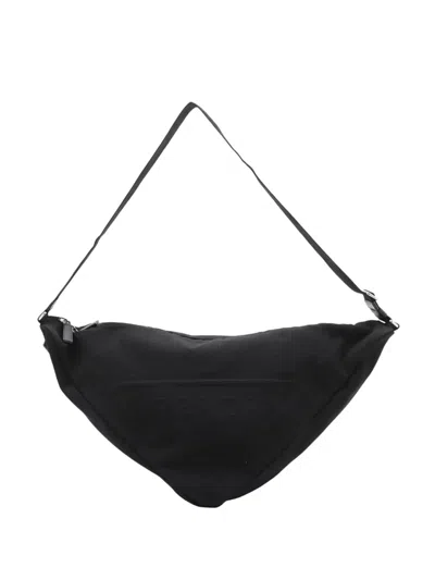 Pre-owned Prada 2013-2025 Canvas Canapa Triangle Logo Shoulder Bag In Black