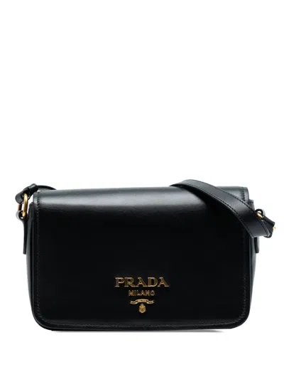 Pre-owned Prada 2013-2025 City Calf Flap Crossbody Bag In Black