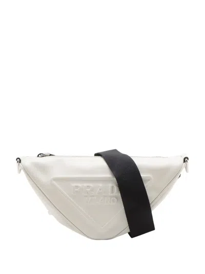 Pre-owned Prada 2013-2025 Grace Lux Triangle Crossbody Bag In White