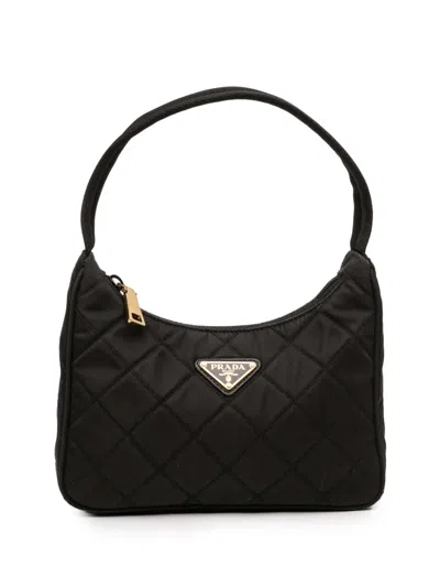 Pre-owned Prada 2013-2025 Impuntu Re Nylon Shoulder Bag In Black