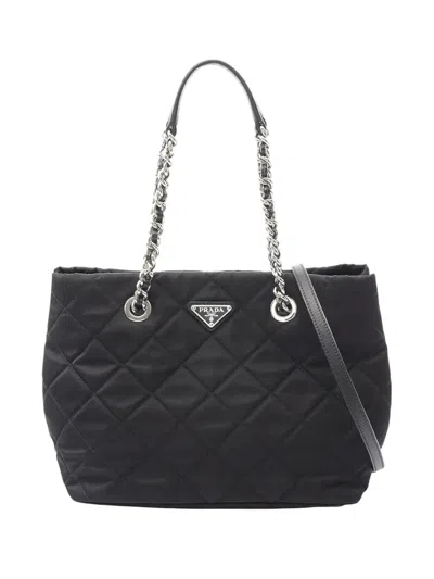 Pre-owned Prada 2013-2025 Impuntu Tessuto Open Convertible Tote Bag In Black