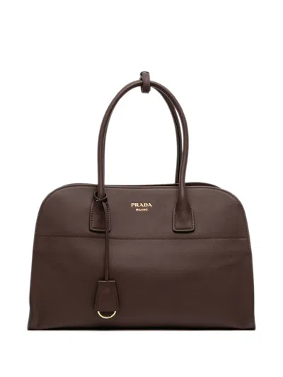 Pre-owned Prada 2013-2025 Large Leather Tote Bag In Brown