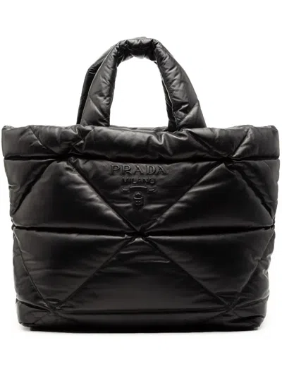 Pre-owned Prada 2013-2025 Large Quilted Nappa Padded Tote Bag In Black
