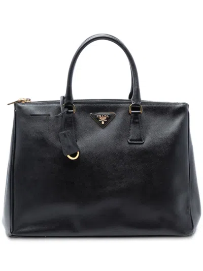 Pre-owned Prada 2013-2025 Large Saffiano Lux Galleria Double Zip Tote Bag In Black