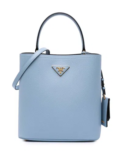 Pre-owned Prada 2013-2025 Medium Saffiano Cuir Panier Satchel In Blue