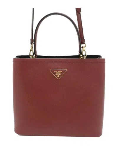 Pre-owned Prada 2013-2025 Medium Saffiano Cuir Panier Satchel In Red