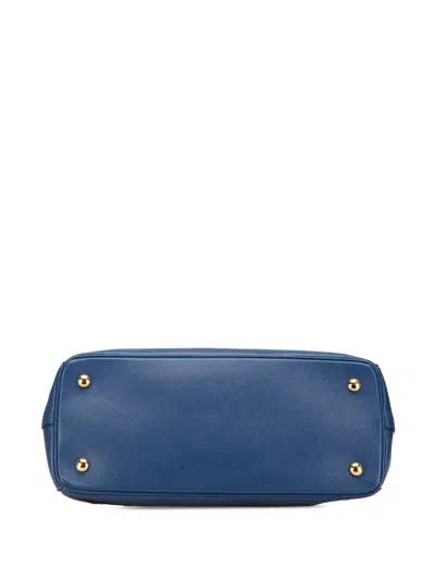 Pre-owned Prada 2013-2025 Medium Saffiano Lux Galleria Satchel In Blue