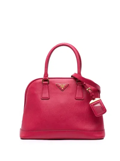 Pre-owned Prada 2013-2025 Medium Saffiano Lux Open Promenade Satchel