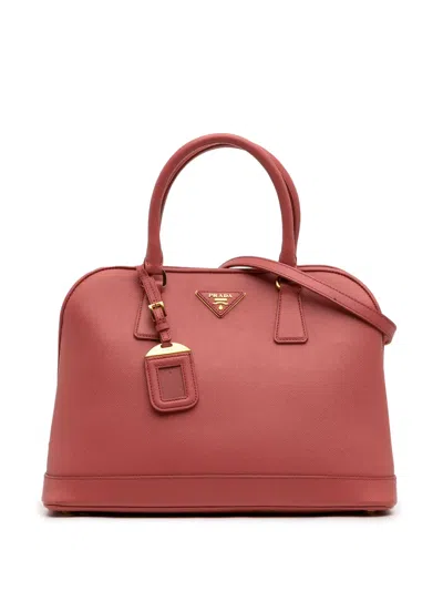 Pre-owned Prada 2013-2025 Medium Saffiano Lux Open Promenade Satchel In Pink