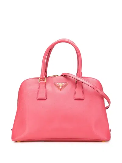 Pre-owned Prada 2013-2025 Medium Saffiano Lux Promenade Satchel In Pink