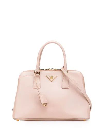 Pre-owned Prada 2013-2025 Medium Saffiano Lux Promenade Satchel In Pink