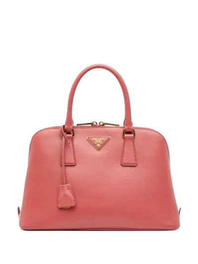 Pre-owned Prada 2013-2025 Medium Saffiano Lux Promenade Satchel In Pink