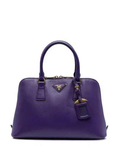 Pre-owned Prada 2013-2025 Medium Saffiano Lux Promenade Satchel In Purple