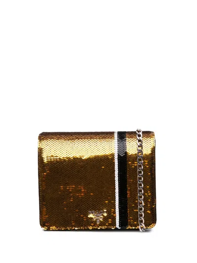 Pre-owned Prada 2013-2025 Paillettes Baiadera Crossbody Bag In Gold