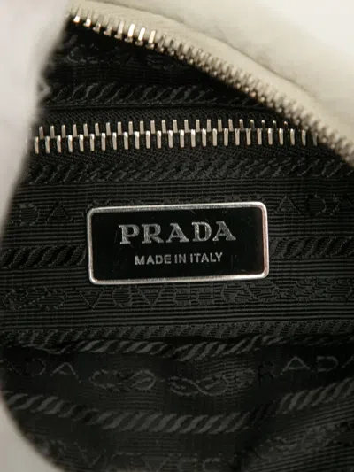 Pre-owned Prada 2013-2025 Quilted Shearling Padded Crossbody Bag In White