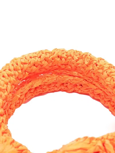 Pre-owned Prada 2013-2025 Raffia Canapa Rombi Satchel In Orange