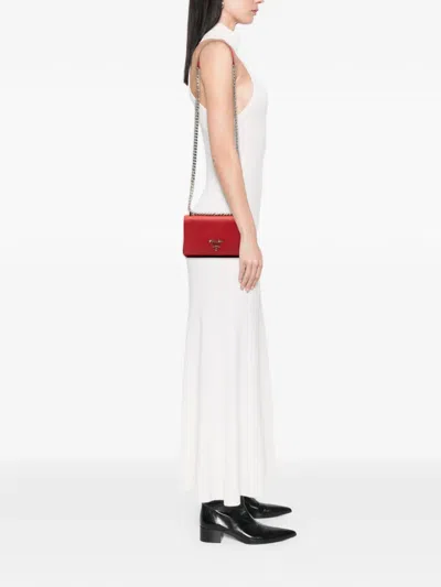 Pre-owned Prada 2013-2025 Saffiano And City Calf Chain Crossbody Bag In Red
