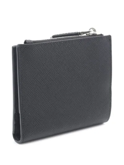Pre-owned Prada 2013-2025 Saffiano Bifold Wallet Small Wallets In Black
