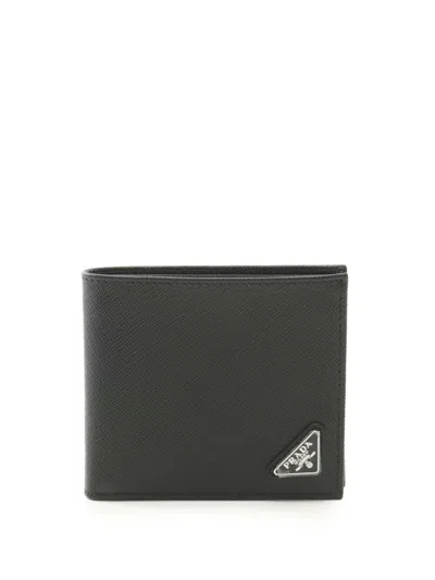 Pre-owned Prada 2013-2025 Saffiano Bifold Wallet Small Wallets In Black
