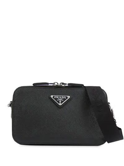 Pre-owned Prada 2013-2025 Saffiano Brique Crossbody Bag In Black