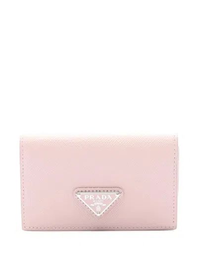 Pre-owned Prada 2013-2025 Saffiano Card Holder In Pink