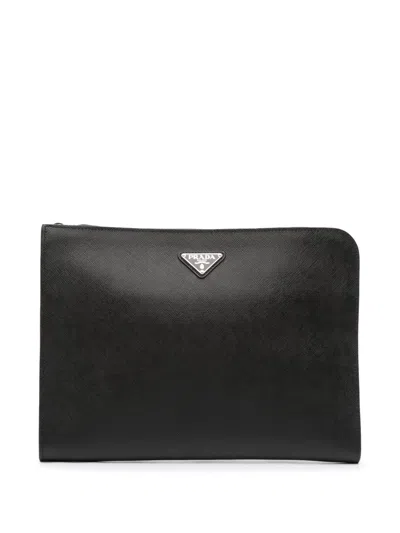 Pre-owned Prada 2013-2025 Saffiano Clutch Bag In Black