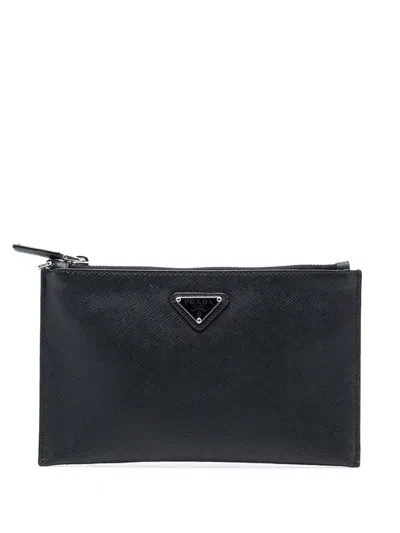 Pre-owned Prada 2013-2025 Saffiano Clutch Bag In Black