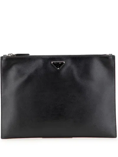 Pre-owned Prada 2013-2025 Saffiano Double Zip Clutch Bag