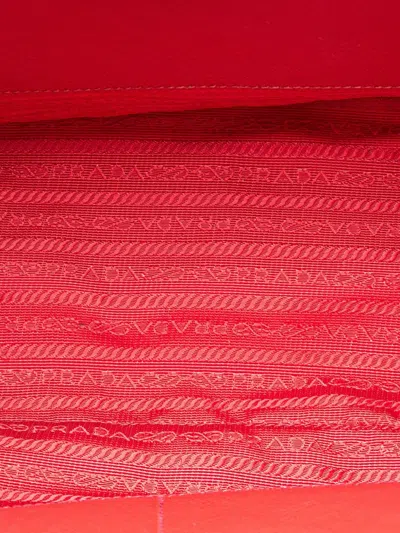 Pre-owned Prada 2013-2025 Saffiano Lux Galleria Double Zip Front Pocket Satchel In Red