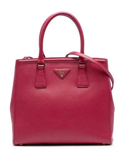 Pre-owned Prada 2013-2025 Saffiano Lux Parabole Satchel In Red