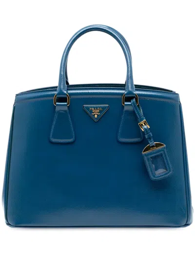Pre-owned Prada 2013-2025 Saffiano Lux Parabole Tote Bag In Blue