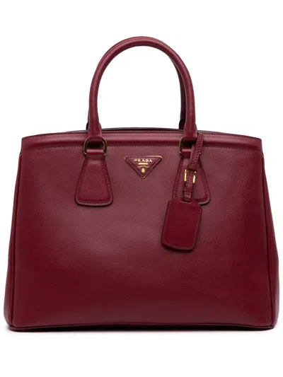 Pre-owned Prada 2013-2025 Saffiano Lux Parabole Tote Bag In Red
